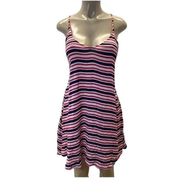 Roxy Striped Swimsuit Cover Dress Size Medium New With Tags - Picture 1 of 6